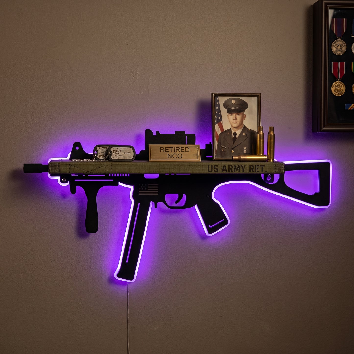 SMG style LED rifle shelf, purple light