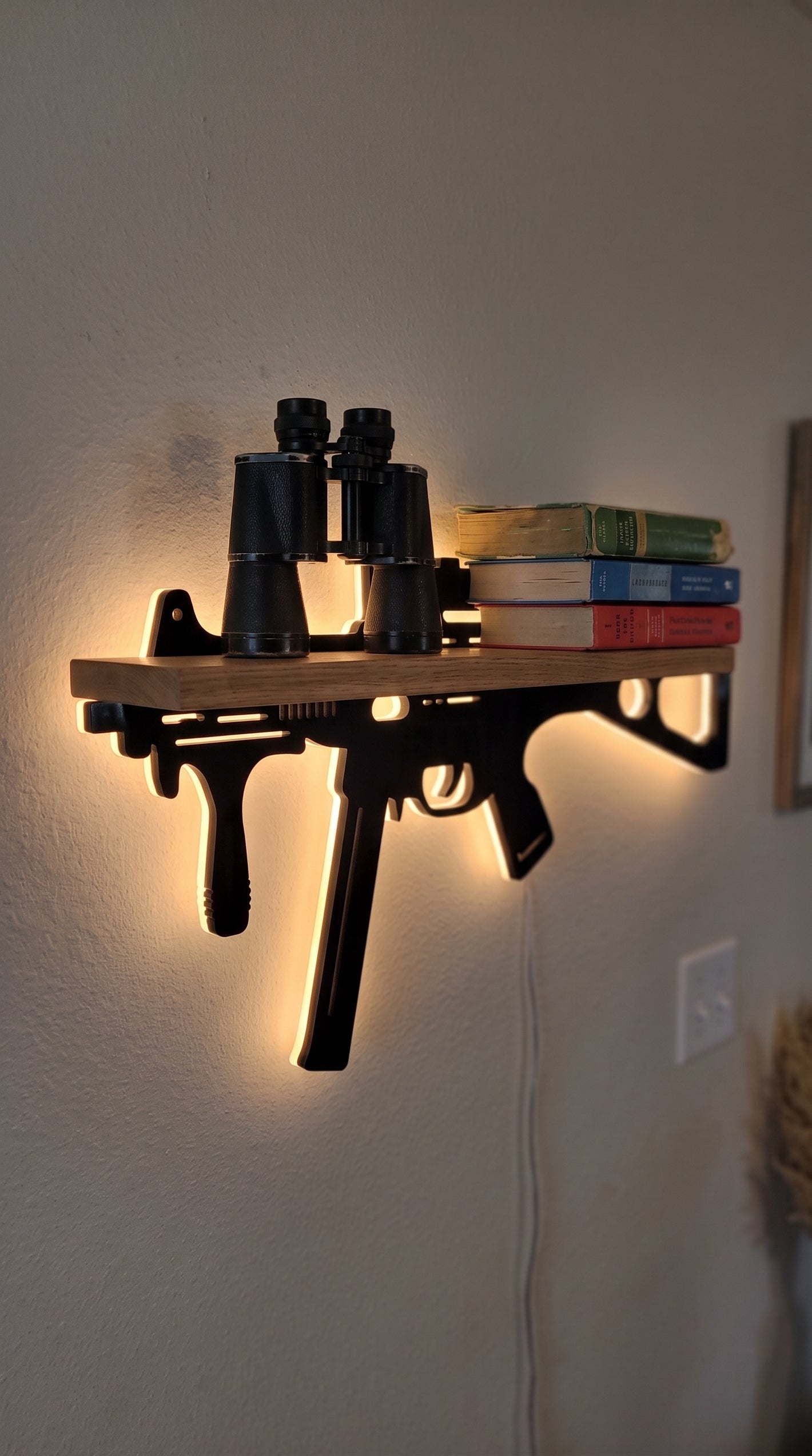 AK-47 style LED shelf with military medals, green